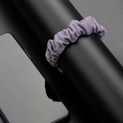 حزام متوافق مع حزام Fitbit Luxe، أساور معصم مطاطية ناعمة للنساء من Scrunchies بديلة لـ Luxe (صغير، أرجواني ذهبي 1) in Kuwait