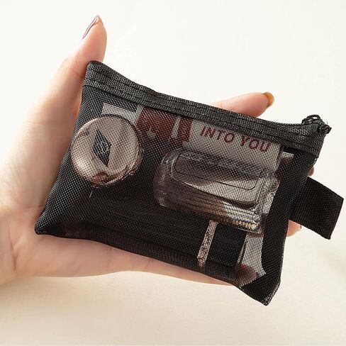 Aswewamt 9 قطع صغيرة من الحقائب الشبكية بسحاب، 4.3 بوصة × 3 بوصة حامل مفاتيح صغير من النايلون حقيبة مستحضرات التجميل المحمولة للسفر ومكياج مستحضرات التجميل الشبكية بسحاب لمحفظة أحمر الشفاه وسماعات الأذن ومفاتيح البطاقات in Kuwait