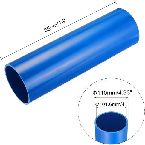 MECCANIXITY أنبوب دائري صلب PVC 101.6 مللي متر (4 بوصة) ID 110 مللي متر OD 350 مللي متر أزرق عالي التأثير لأنابيب المياه الحرف كابل الأكمام in Kuwait