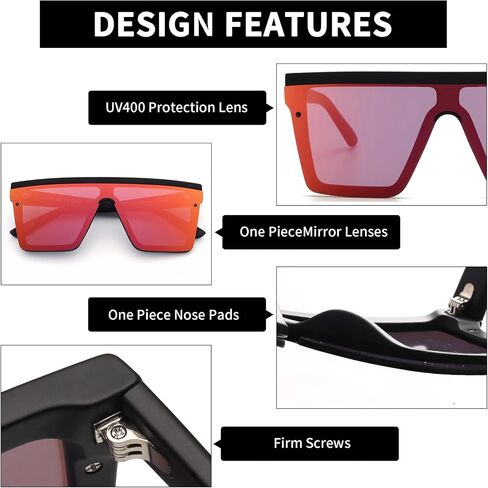 JIM HALO Flat Top Shield Sunglasses Square Mirror Rimless Glasses for Women Men in Kuwait