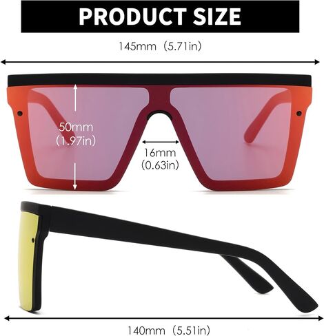 JIM HALO Flat Top Shield Sunglasses Square Mirror Rimless Glasses for Women Men in Kuwait