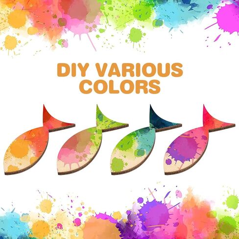 Wakauto 100pcs Wood Fish Cutouts Natural Sea Animal Cutout Shapes DIY Wooden Embellishment Slices for Art Crafts in Saudi Arabia