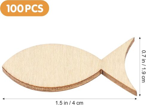 Wakauto 100pcs Wood Fish Cutouts Natural Sea Animal Cutout Shapes DIY Wooden Embellishment Slices for Art Crafts in Saudi Arabia