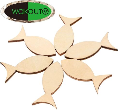 Wakauto 100pcs Wood Fish Cutouts Natural Sea Animal Cutout Shapes DIY Wooden Embellishment Slices for Art Crafts in Saudi Arabia