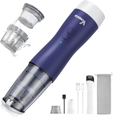Handheld Vacuum Cordless, Car Vacuum Cordless Rechargeable 17000Pa, Mini Vacuum with Blower, Portable Car Vacuum with LED and Light, Wireless Vacuum Cleaner for Home Pet & Office (Blue) in Saudi Arabia