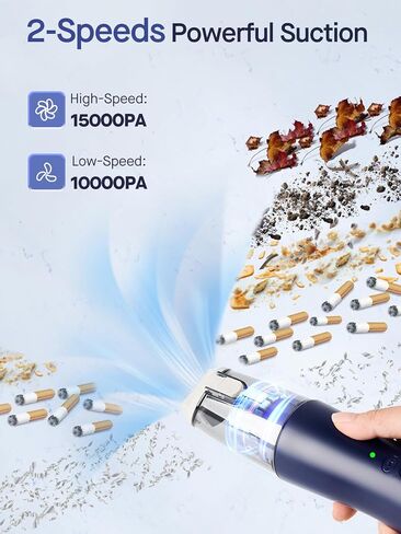 Handheld Vacuum Cordless, Car Vacuum Cordless Rechargeable 17000Pa, Mini Vacuum with Blower, Portable Car Vacuum with LED and Light, Wireless Vacuum Cleaner for Home Pet & Office (Blue) in Saudi Arabia