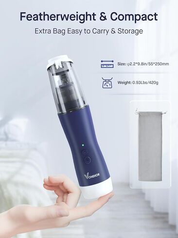 Handheld Vacuum Cordless, Car Vacuum Cordless Rechargeable 17000Pa, Mini Vacuum with Blower, Portable Car Vacuum with LED and Light, Wireless Vacuum Cleaner for Home Pet & Office (Blue) in Saudi Arabia
