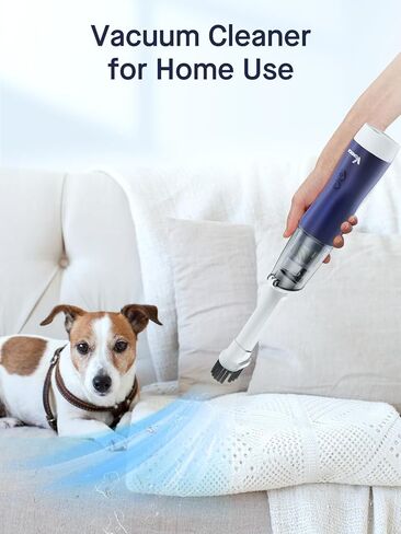 Handheld Vacuum Cordless, Car Vacuum Cordless Rechargeable 17000Pa, Mini Vacuum with Blower, Portable Car Vacuum with LED and Light, Wireless Vacuum Cleaner for Home Pet & Office (Blue) in Saudi Arabia