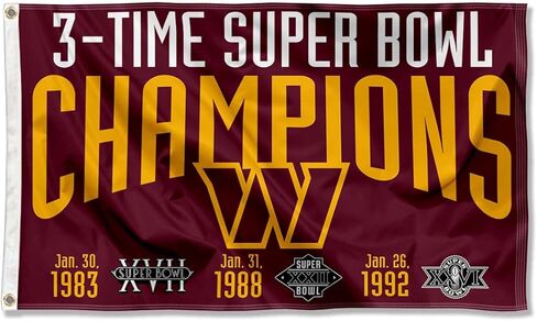 Washington Commanders 3X and 3 Time Super Bowl Champions Flag Outdoor Indoor 3x5 Foot Banner in Saudi Arabia