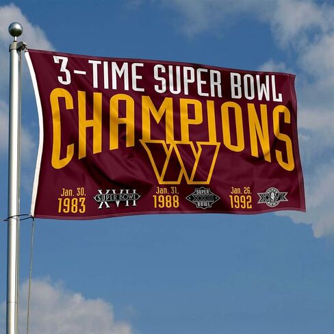 Washington Commanders 3X and 3 Time Super Bowl Champions Flag Outdoor Indoor 3x5 Foot Banner in Saudi Arabia