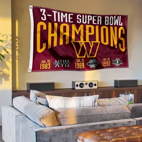 Washington Commanders 3X and 3 Time Super Bowl Champions Flag Outdoor Indoor 3x5 Foot Banner in Saudi Arabia