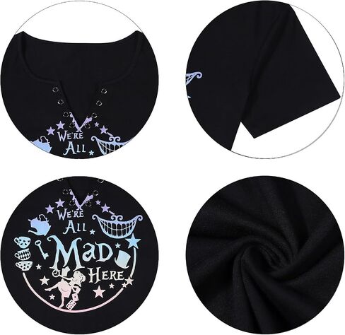 ASTANFY We're All Mad Here Shirt Women Magical Graphic Tees Cute Vacation Tops Casual Short Sleeve Shirts in Saudi Arabia