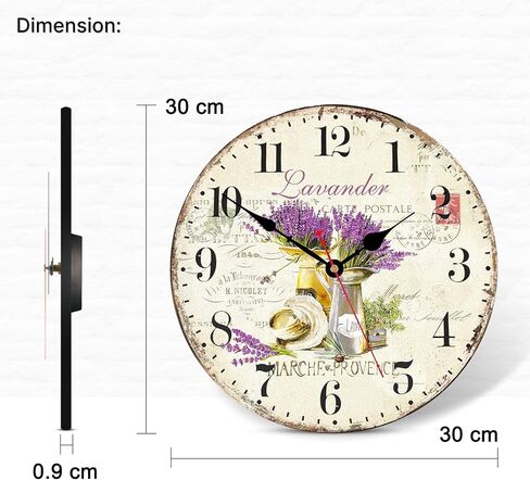 TAHEAT 12 Inch Vintage Lavender Wall Clock, Aesthetic Purple Bathroom Decor, Decorative Battery Operated Silent Non Ticking Wall Clocks for Kitchen Living Room Bedroom Office in Saudi Arabia