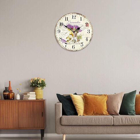 TAHEAT 12 Inch Vintage Lavender Wall Clock, Aesthetic Purple Bathroom Decor, Decorative Battery Operated Silent Non Ticking Wall Clocks for Kitchen Living Room Bedroom Office in Saudi Arabia