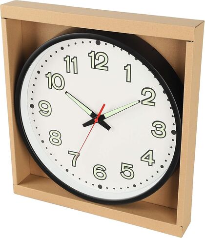 ساعة حائط عصرية بإضاءة ليلية مقاس 12 بوصة من Fasmov، ساعات حائط كوارتز صامتة غير موقوتة، تعمل بالبطارية، سهلة القراءة لساعة ديكور المنزل والمكتب والمدرسة in Kuwait