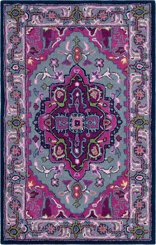 SAFAVIEH Bellagio Collection 2'3" x 7' Ivory / Pink BLG541A Handmade Medallion Premium Wool Runner Rug in Saudi Arabia
