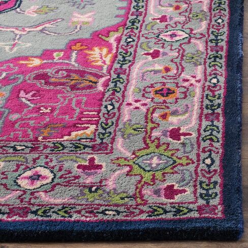 SAFAVIEH Bellagio Collection 2'3" x 7' Ivory / Pink BLG541A Handmade Medallion Premium Wool Runner Rug in Saudi Arabia