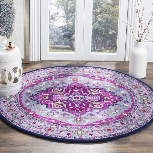 SAFAVIEH Bellagio Collection 2'3" x 7' Ivory / Pink BLG541A Handmade Medallion Premium Wool Runner Rug in Saudi Arabia