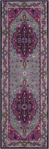 SAFAVIEH Bellagio Collection 2'3" x 7' Ivory / Pink BLG541A Handmade Medallion Premium Wool Runner Rug in Saudi Arabia