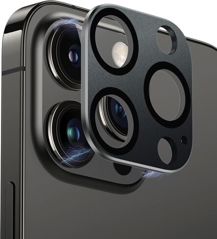 [2Pack] for iPhone 14 Pro/iPhone 14 Pro Max Camera Lens Protector, 9H Tempered Glass Camera Cover Screen Metal Ring Case Friendly Scratch Resistant Easy to Install - Black in Saudi Arabia