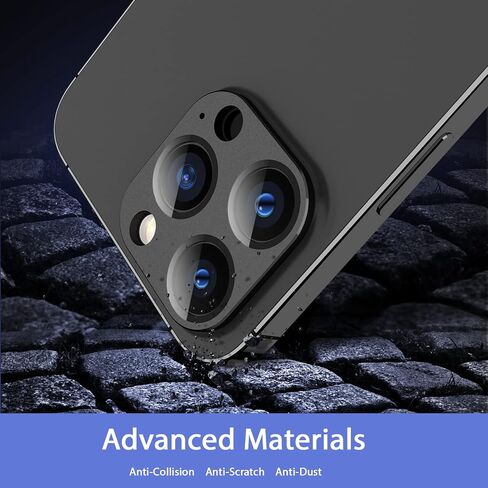 [2Pack] for iPhone 14 Pro/iPhone 14 Pro Max Camera Lens Protector, 9H Tempered Glass Camera Cover Screen Metal Ring Case Friendly Scratch Resistant Easy to Install - Black in Saudi Arabia