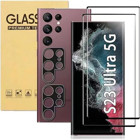 [2+2 Pack] for Samsung Galaxy S23 Ultra 5G Screen Protector Tempered Glass Camera Lens Protector,Touch Sensitive,Fingerprint Support,9H Hardenss in Kuwait