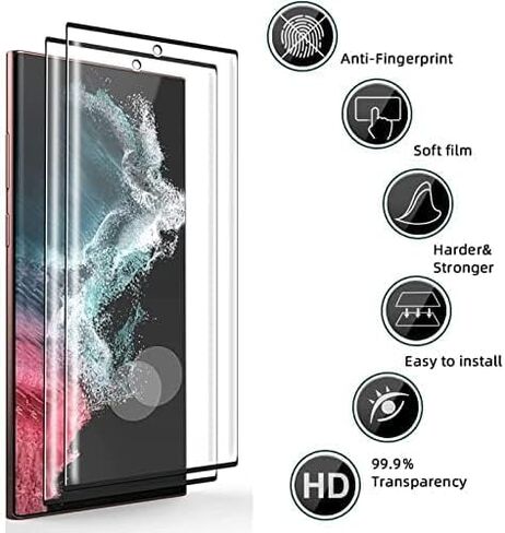 [2+2 Pack] for Samsung Galaxy S23 Ultra 5G Screen Protector Tempered Glass Camera Lens Protector,Touch Sensitive,Fingerprint Support,9H Hardenss in Kuwait