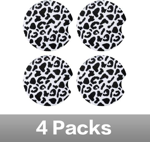 4 Pack Car Cup Holder Coaster,Rubber Backing Non-Slip Car Coasters for Cup Holders,2.75 inch New Print Car Coasters Absorbent with Finger Notch,Automotive Cup Holder Car Accessories (Cheetah) in Saudi Arabia