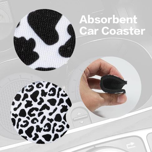 4 Pack Car Cup Holder Coaster,Rubber Backing Non-Slip Car Coasters for Cup Holders,2.75 inch New Print Car Coasters Absorbent with Finger Notch,Automotive Cup Holder Car Accessories (Cheetah) in Saudi Arabia