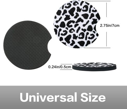 4 Pack Car Cup Holder Coaster,Rubber Backing Non-Slip Car Coasters for Cup Holders,2.75 inch New Print Car Coasters Absorbent with Finger Notch,Automotive Cup Holder Car Accessories (Cheetah) in Saudi Arabia