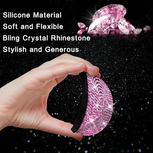 2 عبوة من قواعد أكواب السيارة لحاملات أكواب السيارات، حصيرة كأس مشروبات السيارة الكريستالية مثالية للنساء والفتيات (كريستال وردي) in Kuwait