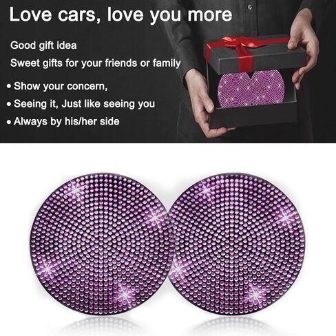 2 عبوة من قواعد أكواب السيارة لحاملات أكواب السيارات، حصيرة كأس مشروبات السيارة الكريستالية مثالية للنساء والفتيات (كريستال وردي) in Kuwait