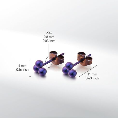 Limerencia Pure Titanium Hypoallergenic Earrings | Tiny Trinity Ball Stud Earrings | Minimalist,Implant Grade | Suitable for Sensitive Ears Delicate Jewelry in Kuwait