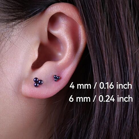 Limerencia Pure Titanium Hypoallergenic Earrings | Tiny Trinity Ball Stud Earrings | Minimalist,Implant Grade | Suitable for Sensitive Ears Delicate Jewelry in Kuwait