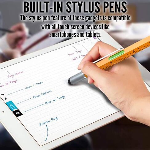 مجموعة أقلام متعددة الأدوات مكونة من قطعتين، هدايا عيد الأب للأب، هدايا أقلام أدوات رائعة مع قلم لمس، مسطرة، مستوى، قلم حبر جاف، شاشة تعمل باللمس، هدية عيد الأب من زوجة الابن والابن in Kuwait