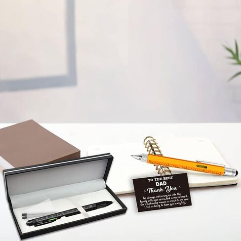 مجموعة أقلام متعددة الأدوات مكونة من قطعتين، هدايا عيد الأب للأب، هدايا أقلام أدوات رائعة مع قلم لمس، مسطرة، مستوى، قلم حبر جاف، شاشة تعمل باللمس، هدية عيد الأب من زوجة الابن والابن in Kuwait