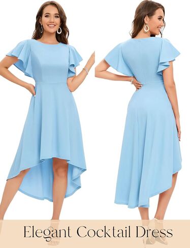 فستان حفلات الكوكتيل النسائي من Gardenwed بأكمام مكشكشة هاي لو ومقاس شبه رسمي وحفلات التخرج وحفلات الزفاف في الخريف in Kuwait