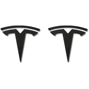 Front & Back Badge Decal Emblem Logo Decoration Covers Compatible with Tesla Model 3 (Matte Black)