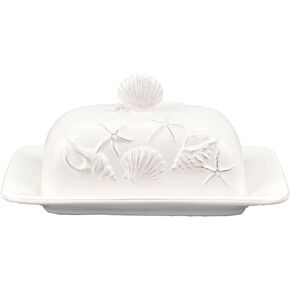 Blue Sky Clayworks 20758 Laguna Coastal Butter Dish, White