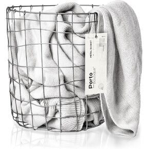 12"D x 10"W x 9,8"H Wire basket for blankets, toys, food, or just for decorating your living room. Storage kids toys. Metal round bin for storage. Large metal basket for organized pantries