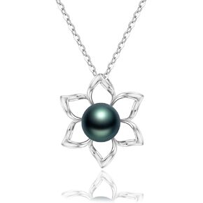 Tahitian Black Pearls Authentic South Sea Pearl Pendant Necklace 10.5mm Round 18K Gold Plated 925 Sterling Silver - Fine Jewelry Gifts for Women Wife Mom Daughter