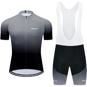 MOXILYN Mens Cycling Jersey MTB Clothes Cycling Kit Bike Shirts and Cycling Bibs Short with 20D Gel Pad Biking Clothing Set