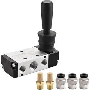 Pneumatic Hand Pull Mechanical Valve 4H210-08 2 Position 5 Way PT1/4" Manual Control Push-Pull with Fittings and Muffler