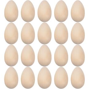 EXCEART Wooden Easter Eggs to Paint, 20pcs Wooden Fake Chicken Eggs Unpainted Faux Wood Eggs Mini Unfinished Wood Eggs Fake Easter Egg Decoration for Crafts 33 * 21mm