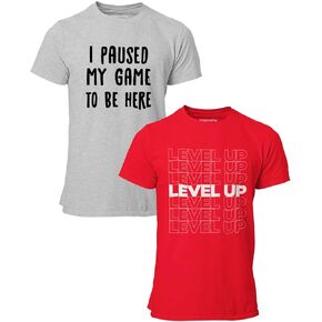 BROOKLYN VERTICAL 2-Pack Mens Video Gamer Gaming Short Sleeve Crew Neck T-Shirt| Soft Cotton Graphic Tees Sizes S-XL