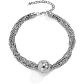 Gold/Silver Chunky Necklace for Women Large Round Ball Statement Choker for Girls Trendy Jewelry