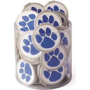 MASCOT PAW PRINT SCHOOL SPIRIT BULK BOOKMARKS FOR KIDS - BLUE Clip over the Page 75 pack - Bulk Bookmarks girls boys. Perfect Student Incentives Prizes Party Favors Classroom rewards & Reading awards!