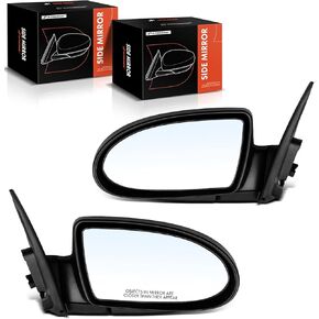 A-Premium Pair (2) Driver and Passenger Side Power Door Mirror - Compatible with Hyundai Accent 2006 2007 2008 2009 - Heated Manual Folding Black Outside Rear View Mirror - Replace# 876101E090CA