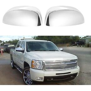Chrome Mirror Cover Caps Top Half Fit for 2007-2013 Chevy Silverado Suburban Tahoe Avalanche GMC Sierra Yukon Cadillac Escalade