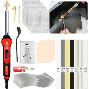 100W Plastic Welder, 2-in-1 Plastic Welding Kit with Soldering Iron Tips & 56Pcs Rods, 3-Speed Temperature Control Soldering Iron Gun, Professional Surface Repair Tool for Car Bumper,Dashboard, Kayak